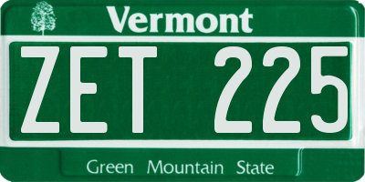 VT license plate ZET225