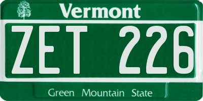 VT license plate ZET226