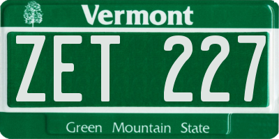 VT license plate ZET227