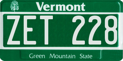VT license plate ZET228