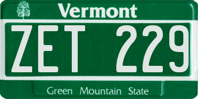 VT license plate ZET229