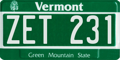 VT license plate ZET231