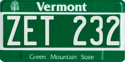 VT license plate ZET232