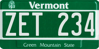 VT license plate ZET234