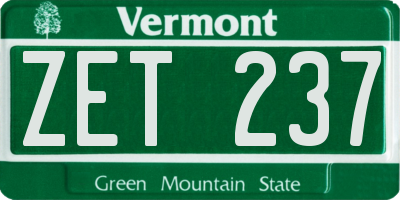 VT license plate ZET237