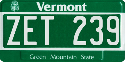 VT license plate ZET239
