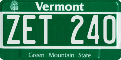 VT license plate ZET240
