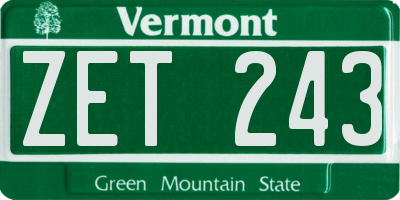 VT license plate ZET243