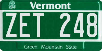 VT license plate ZET248