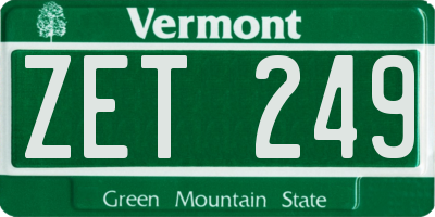 VT license plate ZET249