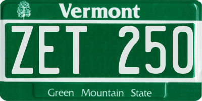 VT license plate ZET250