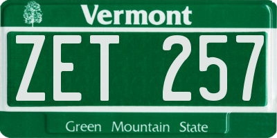 VT license plate ZET257