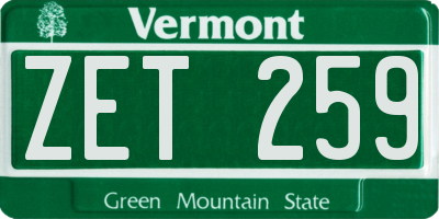 VT license plate ZET259