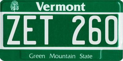 VT license plate ZET260