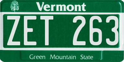 VT license plate ZET263