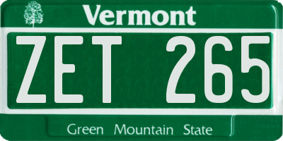 VT license plate ZET265