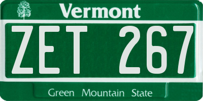 VT license plate ZET267
