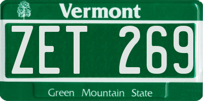 VT license plate ZET269