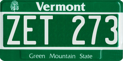 VT license plate ZET273