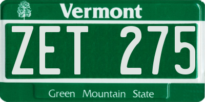 VT license plate ZET275