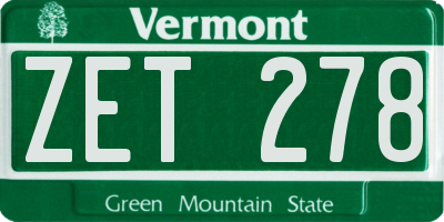 VT license plate ZET278