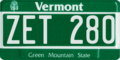 VT license plate ZET280