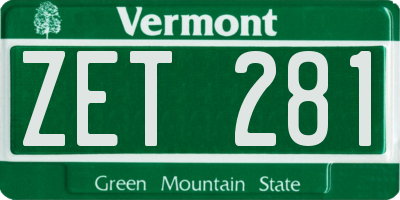 VT license plate ZET281