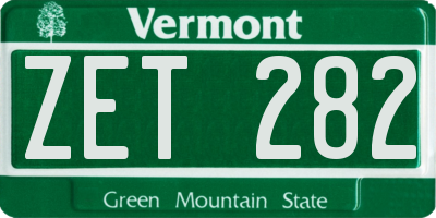 VT license plate ZET282