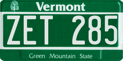 VT license plate ZET285