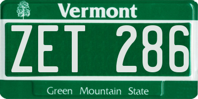 VT license plate ZET286
