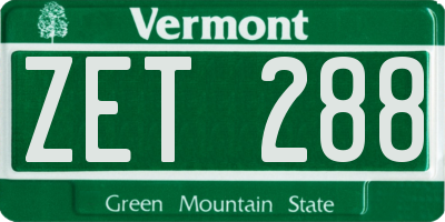 VT license plate ZET288