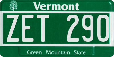 VT license plate ZET290