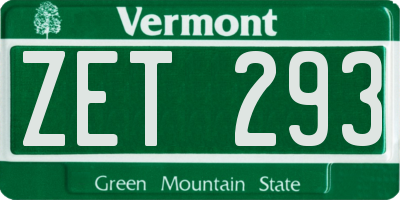 VT license plate ZET293