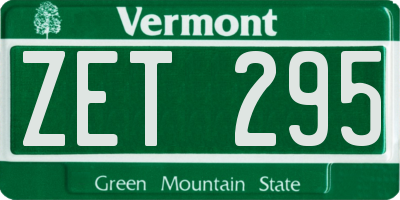 VT license plate ZET295