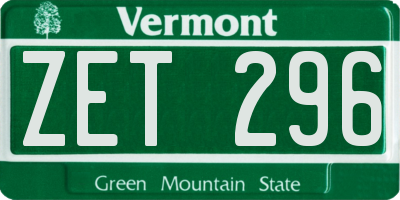 VT license plate ZET296