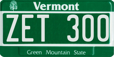 VT license plate ZET300