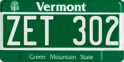VT license plate ZET302