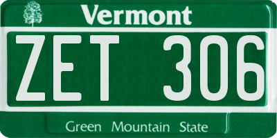 VT license plate ZET306