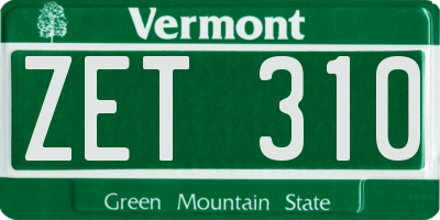 VT license plate ZET310