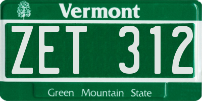 VT license plate ZET312