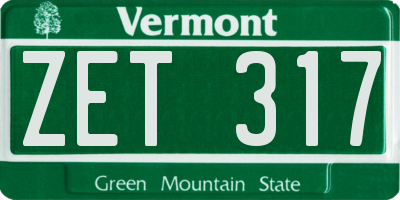 VT license plate ZET317