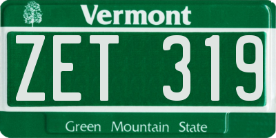 VT license plate ZET319