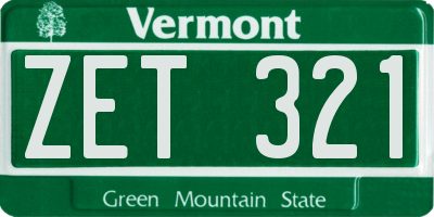 VT license plate ZET321