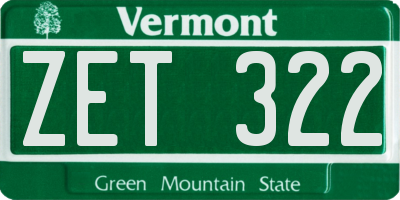 VT license plate ZET322