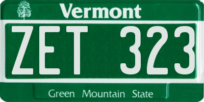 VT license plate ZET323
