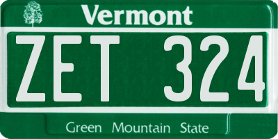 VT license plate ZET324