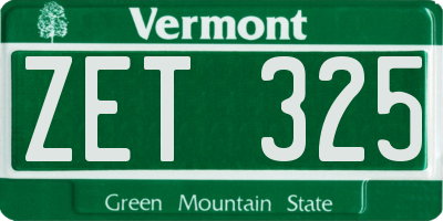 VT license plate ZET325