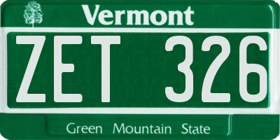 VT license plate ZET326