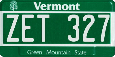 VT license plate ZET327
