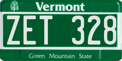 VT license plate ZET328